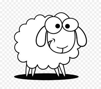 Sheep, Drawing, Silhouette, White, Cartoon PNG