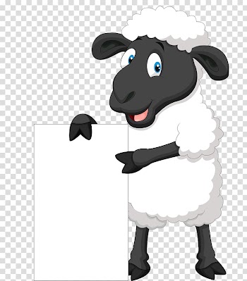 Sheep holding white paper graphic, Hampshire sheep Paper Drawing Idea, Sheep painting transparent background PNG clipart