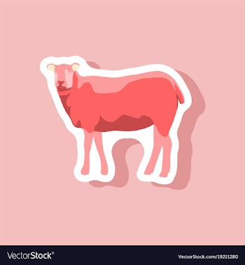 Sheep paper sticker on stylish background vector image