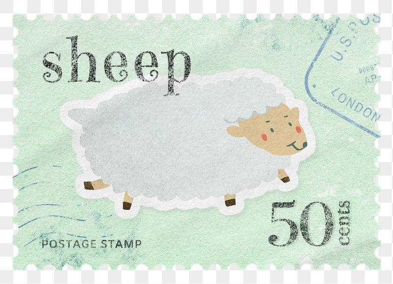 Sheep png post stamp sticker, | Free PNG - rawpixel