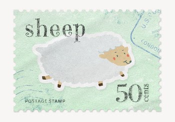 Sheep postage stamp, animal collage | Free PSD - rawpixel