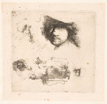 Sheet with various studies: Self-portrait, | Free Photo - rawpixel