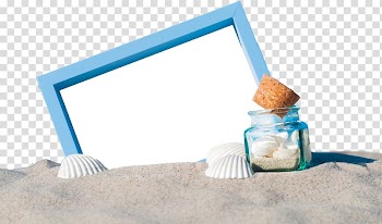 Shells beside frame illustration, Bottle Beach, Shell Beach transparent background PNG clipart