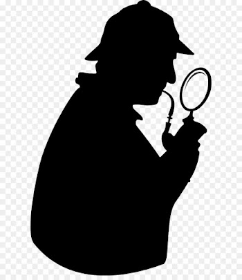 Sherlock Holmes, John H Watson, Magnifying Glass, Silhouette, Blackandwhite PNG
