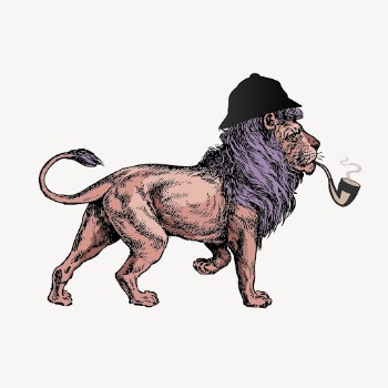 Sherlock lion, funny animal, vintage | Free Photo Illustration - rawpixel