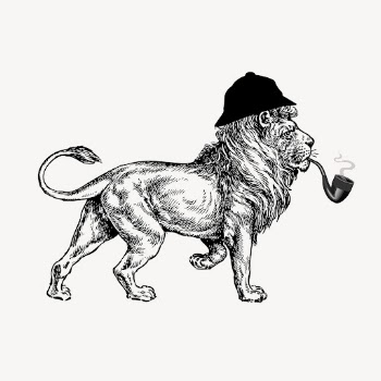 Sherlock lion, vintage animal clipart | Free Vector Illustration - rawpixel