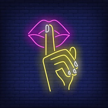 Shh gesture neon sign Free Vector