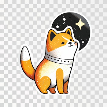 shiba inu in space die-cut sticker PNG transparent