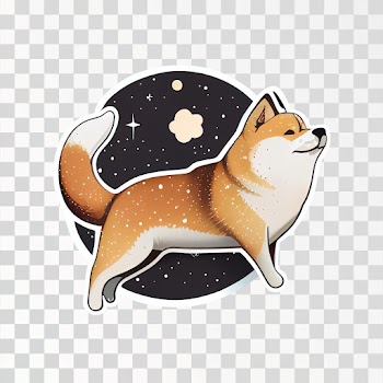 shiba inu in space die-cut sticker PNG transparent