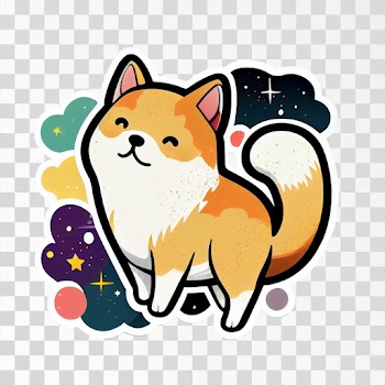 shiba inu in space die-cut sticker PNG transparent