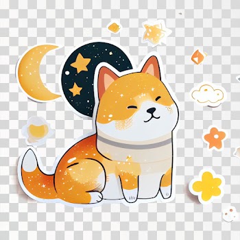 shiba inu in space die-cut sticker PNG transparent