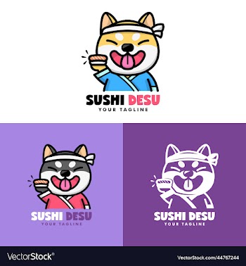 shiba inu is serving sushi logo collection