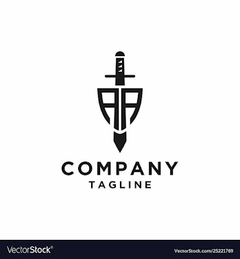 Shield and sword logo design vector image