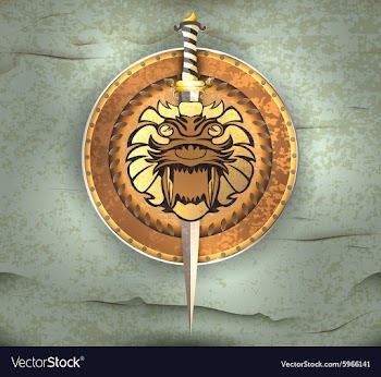 Shield and sword vector image