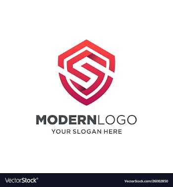 Shield letter s logo design with 3d style vector image