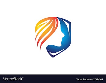 Shield logo and human face vector image