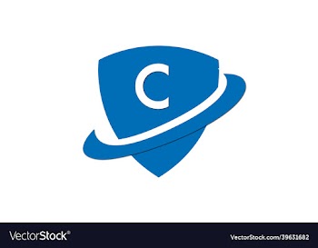shield logo design for protection and blue color