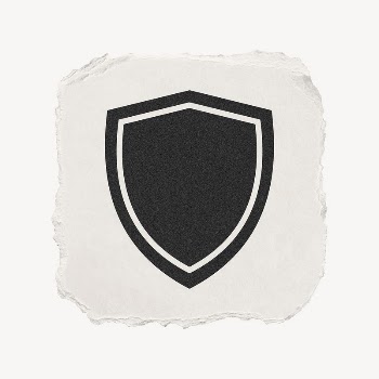 Shield, protection icon, ripped paper | Free PSD - rawpixel