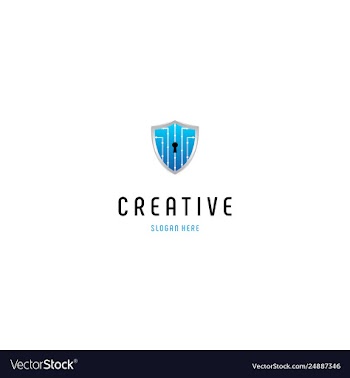 Shield security networking server creative logo vector image