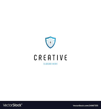 Shield security networking server creative logo vector image