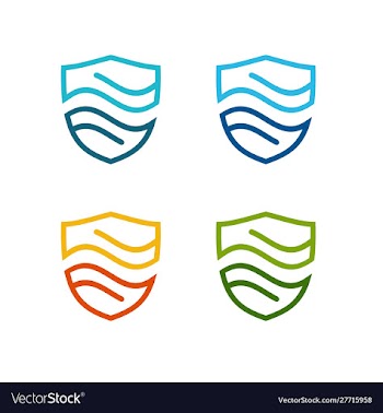 Shield water flow logo template vector image