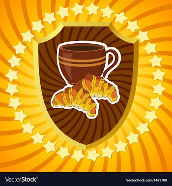 Shield with coffee and croissants vector image