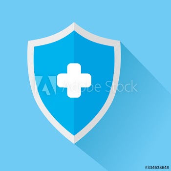 shield with cross in blue background design