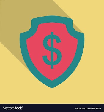 Shield with dollar symbol in flat style with vector image