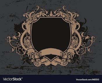 Shield with floral and grunge vector image