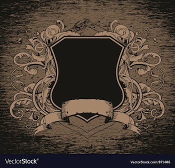 Shield with floral and grunge vector image