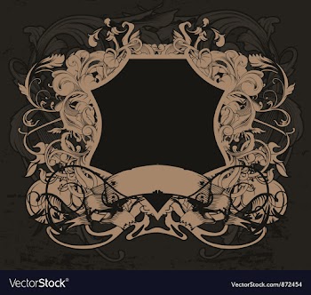 Shield with floral and grunge vector image