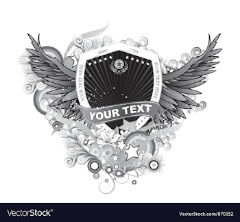 Shield with floral and wings vector image
