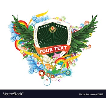 Shield with floral and wings vector image
