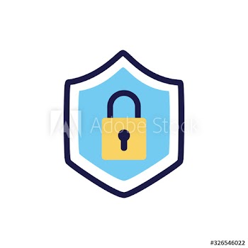 shield with padlock lineal color style