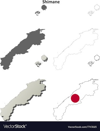 Shimane blank outline map set vector image