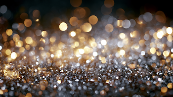 Shimmering Gold and Silver Bokeh Lights Background