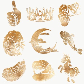 Shimmering golden cartoon sticker collection design resource | Free  transparent png - 2365337