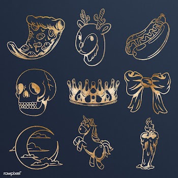 Shimmering golden holiday sticker collection design resources | Free  illustration - 2365414