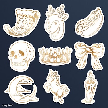 Shimmering golden holiday sticker collection design resources | Free  illustration - 2365418