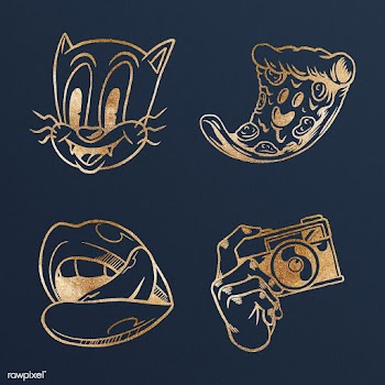 Shimmering golden sticker collection design resources | Free  illustration - 2365332