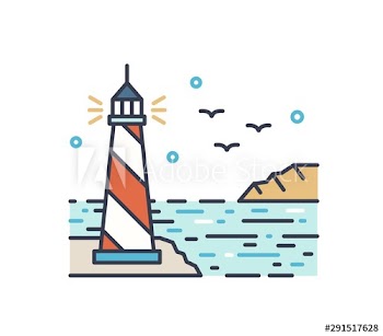 Shining lighthouse outline vector illustration