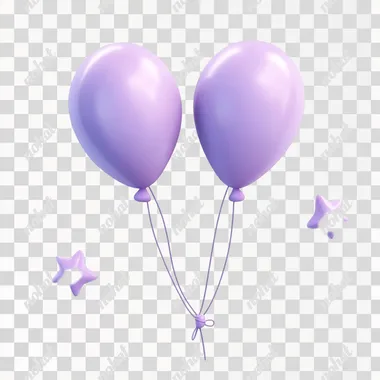 Shiny Purple Balloon: A 3D Clay Cartoon Icon