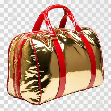 Shiny Red Gold Duffel Bag: Stylish and Luxurious