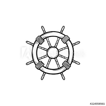 Ship steering wheel hand drawn outline doodle icon