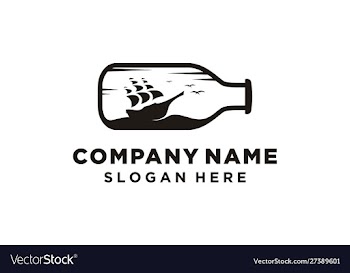 Ship with bottle logo design vector image