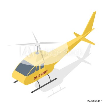 Shipping and global delivery by helicopter illustration