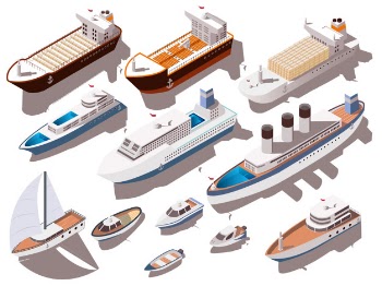 Ships isometric set Free Vector