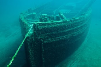 Shipwreck of the schooner E. B. Allen sunk by collision. 