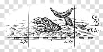 Shipwrecks and Sea Monsters, black line art drawing of a sea creature transparent background PNG clipart
