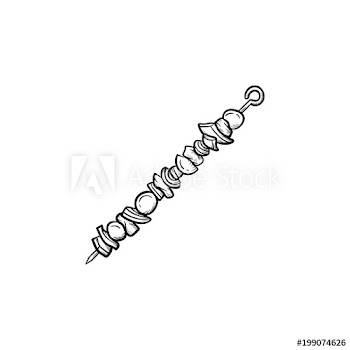 Shish kebab hand drawn outline doodle icon